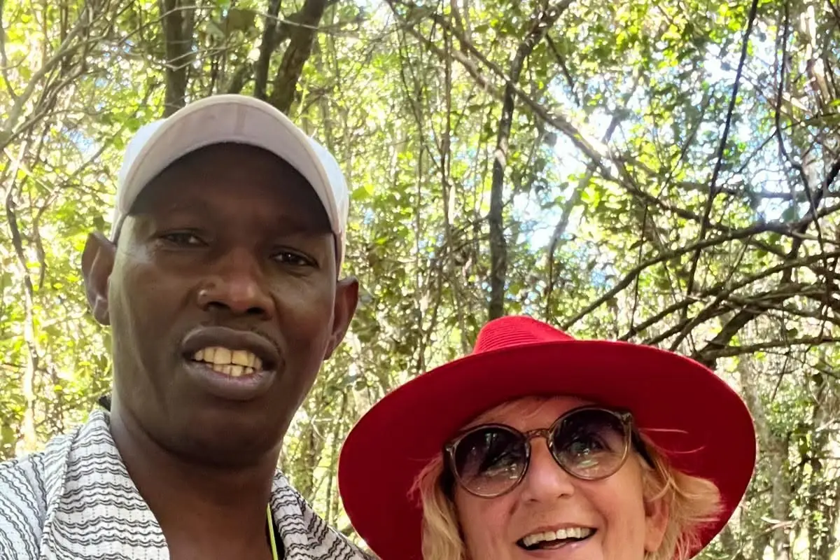 Jonas with a guest in the forest